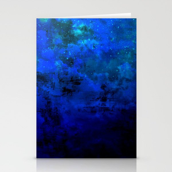 Second Star To The Right Rich Indigo Navy Blue Starry Night Sky Galaxy Clouds Fantasy Abstract Art Stationery Cards By Ebiemporium