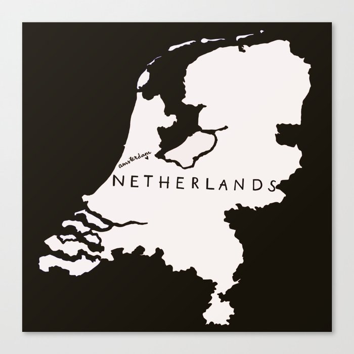 Netherlands Map Outline Canvas Print