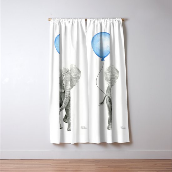 Baby Animal Elephant Watercolor Blue Balloon Baby Boy Nursery Room