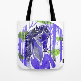 Night Blue Horse  Tote Bag