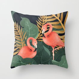 Two Flamingos Throw Pillow