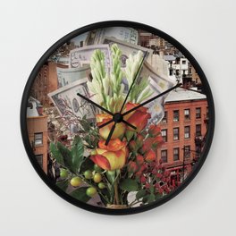 Money Flowers Wall Clock