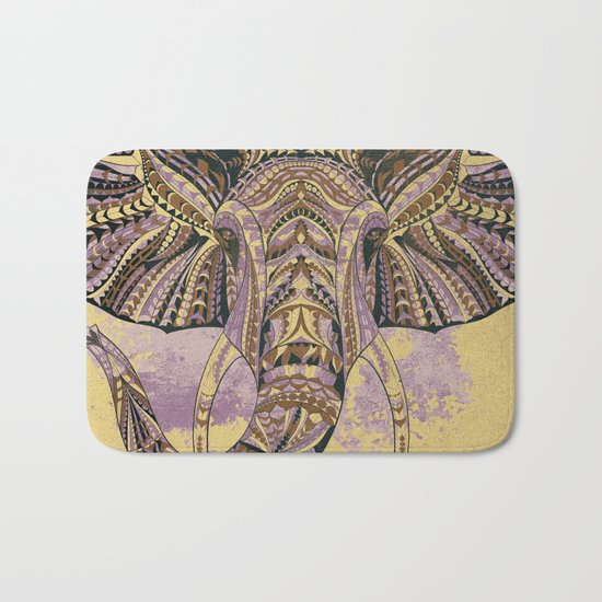 Grunge Ethnic Elephant Bath Mat