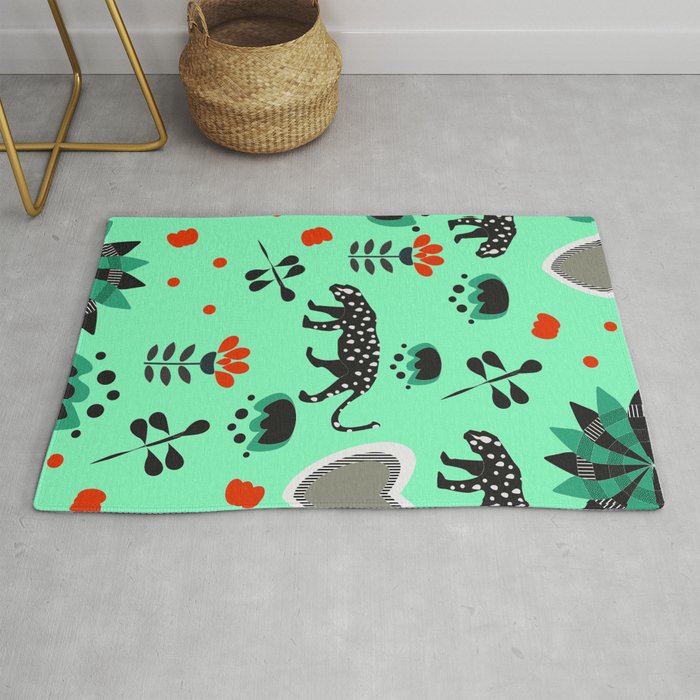 Fresh summer with dragonflies and black panthers Rug