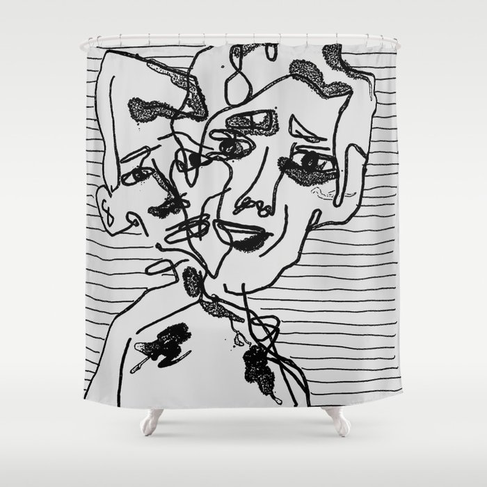 Messy face Shower Curtain