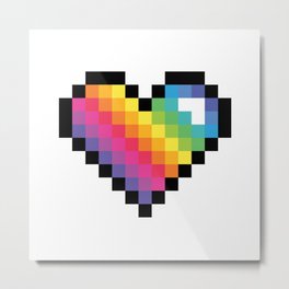 8-Bit Rainbow Heart Metal Print | 8 Bit, 8 Bitheart, Videogameheart, Healthbar, Rainbow, Retro, Pride, Lgbtq, Valentinesday, Lgbt 