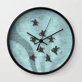 Loggerhead sea turtle hatchlings Wall Clock