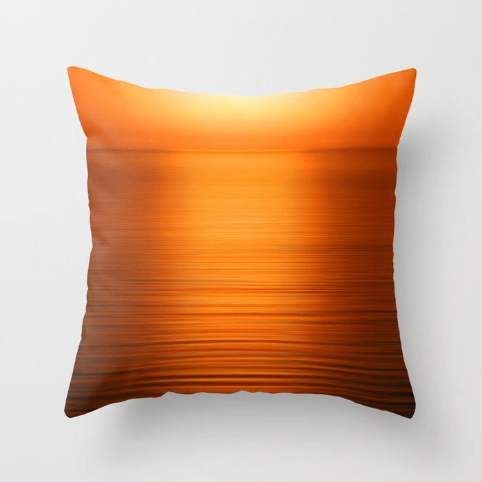 Sunset on the Water-Deep Orange Throw Pillow