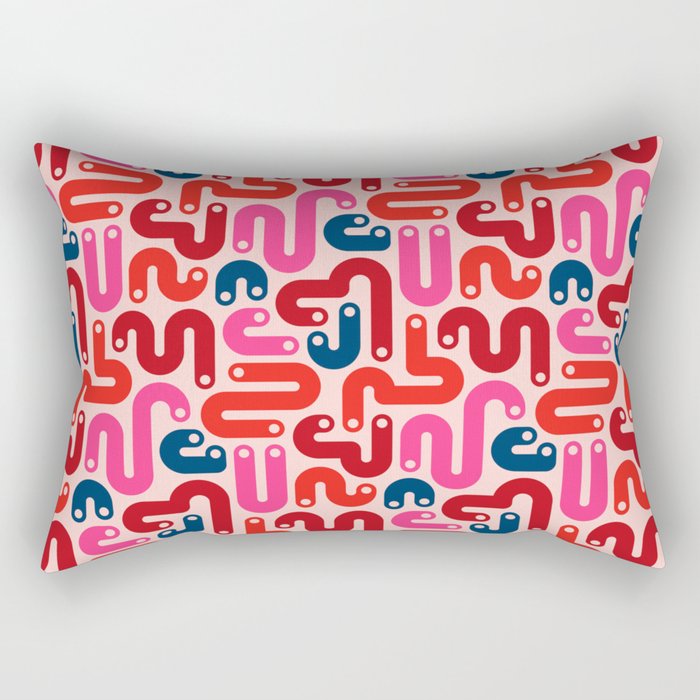 JELLY BEANS POSTMODERN 1980S ABSTRACT GEOMETRIC in RED FUCHSIA PINK BURGUNDY BLUE ON BLUSH Rectangular Pillow