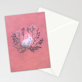 Bunny and Wildflowers - pastel goth, creepycute Stationery Cards