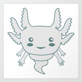 Axolotl Gray Cartoon Art Art Print | Axolotlcartoon, Fishtank, Axolotlbaby, Amphibians, Rareanimals, Exoticpets, Axolotl, Axolotlpet, Graphicdesign, Axolotlfan 