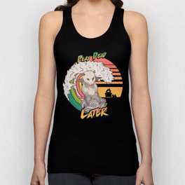 Play Dead Later - Funny Opossum T Shirt Rainbow Surfing On A Dumpster Can Lid Searching For Trash, Burning Dumpster Panda Summer Vibes Street Cats Possum Tank Top