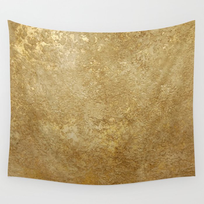 Gold Rush, Golden Shimmer Texture, Exotic Metallic Shine Graphic Design Wall Tapestry