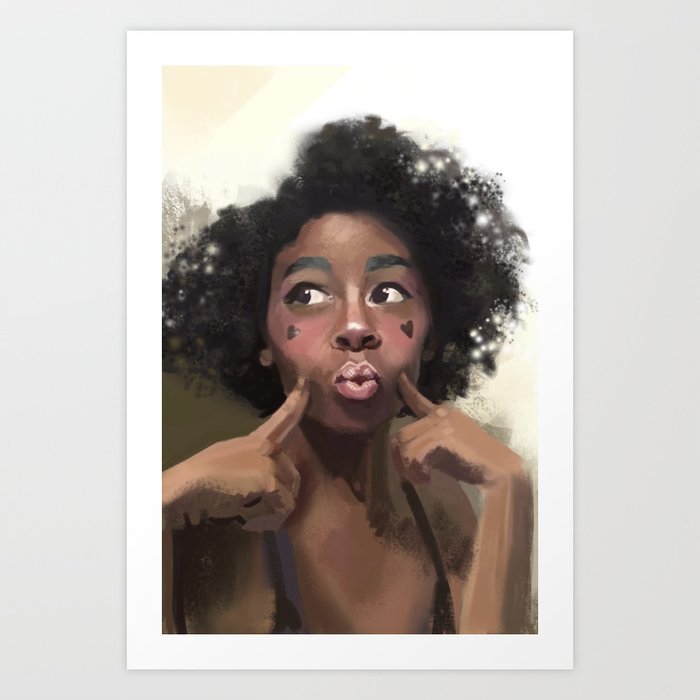 Funny portrait of a black woman Art Print