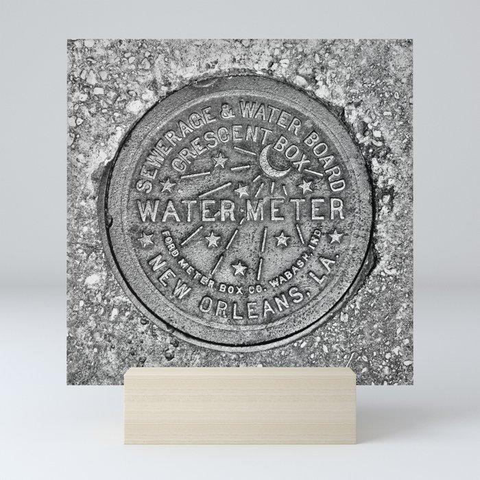 New Orleans Water Meter Louisiana Crescent City NOLA Water Board Metalwork Grey Silver Mini Art Print