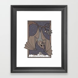 Fruit Bat and Figs - Blue Framed Art Print