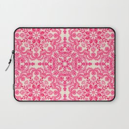 Hot Pink & Soft Cream Folk Art Pattern Laptop Sleeve