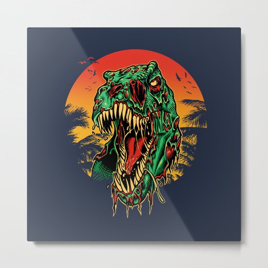 Zombie T-Rex Metal Print