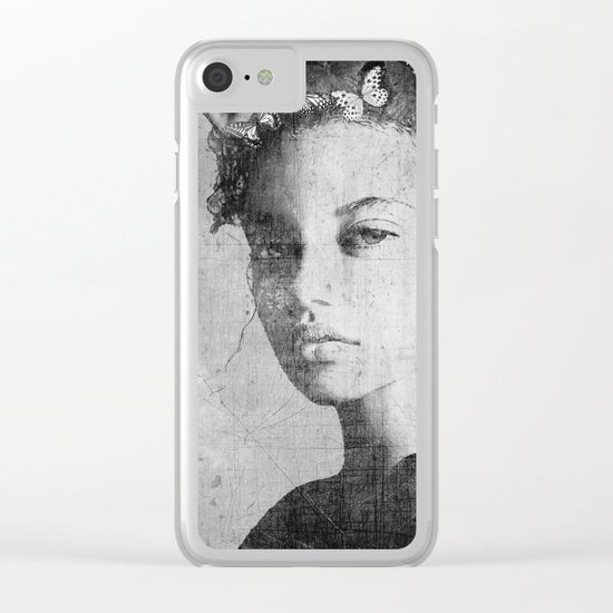 PORTRAIT (Woman with butterflies) Clear iPhone Case