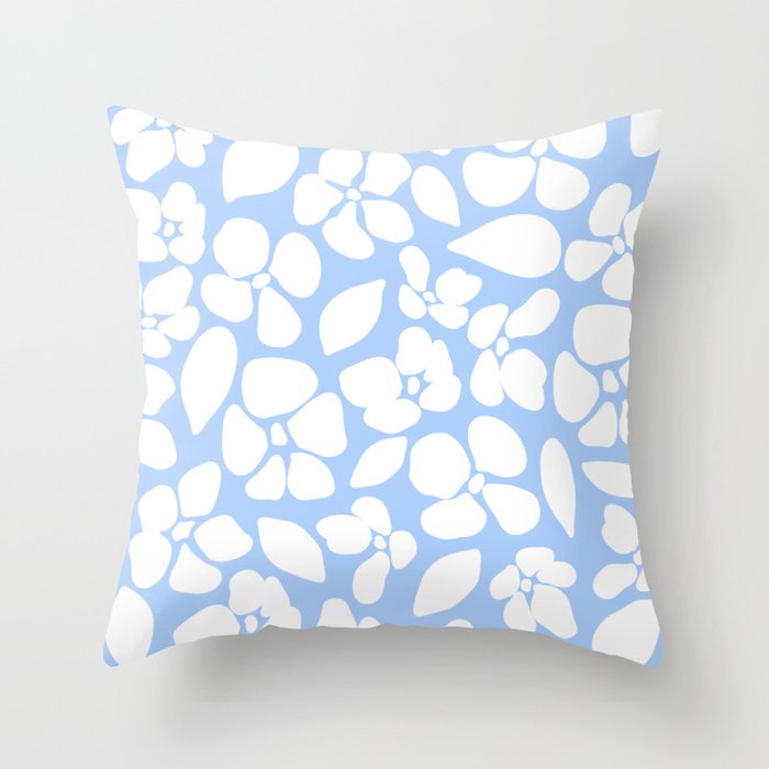 Minimalist Flower Abstract Pattern (sky blue/white) Throw Pillow