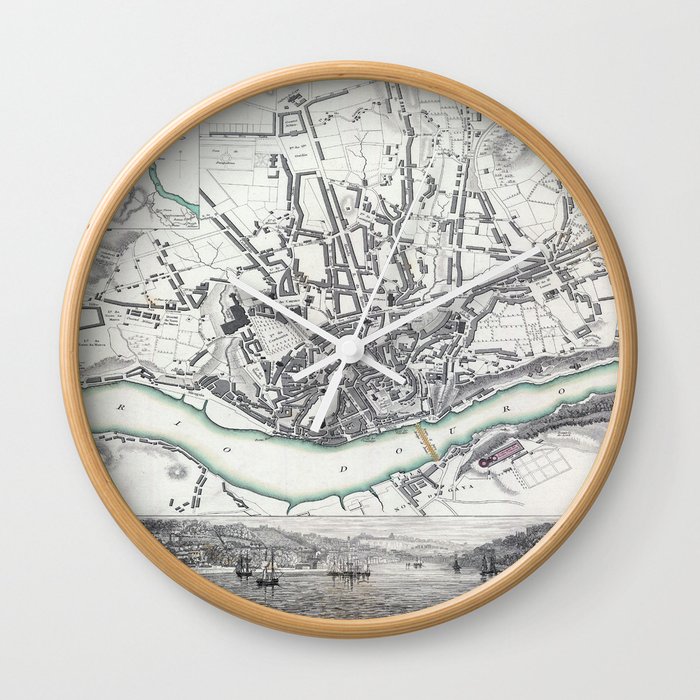 Oporto 1833 Vintage pictorial map Wall Clock