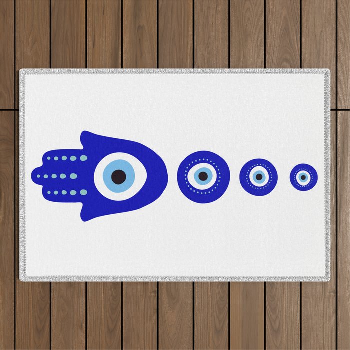 Nazar Boncugu, Nazar Amulet, The Evil Eye Protection, Mau Olhado, Jettatura, Mavi Boncuk - W Outdoor Rug