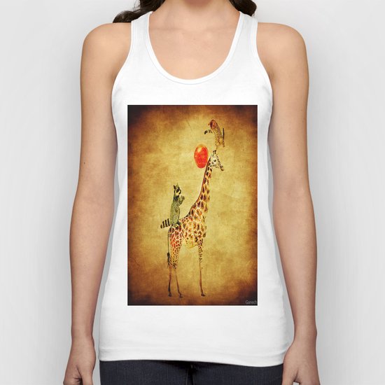 By playing on the giraffe Unisex Tank Top