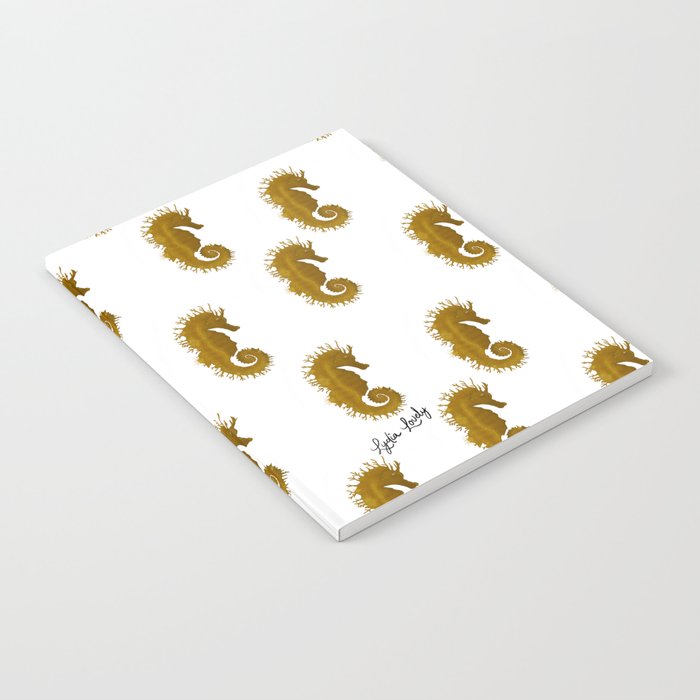 Seahorse yellow/gold- white background Notebook