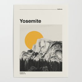 Retro Travel Poster, Yosemite National Park Collage Poster