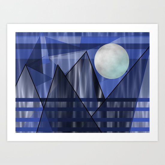 Moon Over The Mountains Art Print