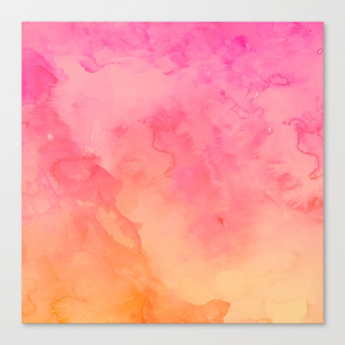 Modern Summer Hand Painted Pink Orange Sunset Watercolor Wash