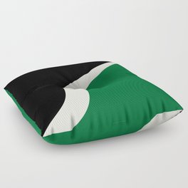 Simple Waves 3 - Green, Cream and Black Floor Pillow