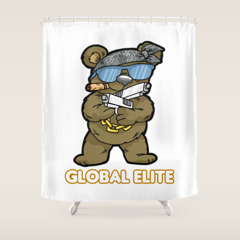 Global Elite Teddy Bear Cs Go Gamer Gaming Shower Curtain By