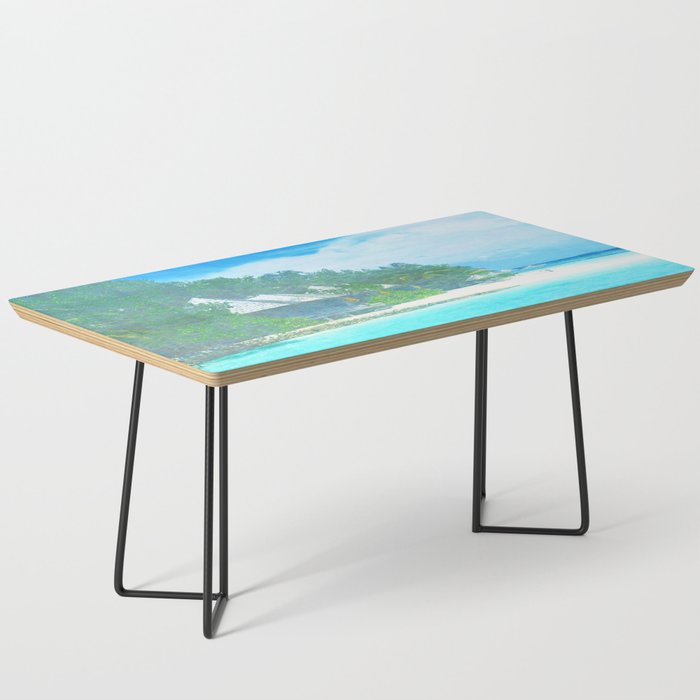 tropical beach houses impressionism painted realistic scene Coffee Table