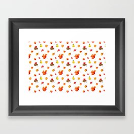 Hedgehog,squirrel,autumn pattern  Framed Art Print