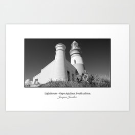 Lighthouse in Cape Agulhas Art Print | Lighthouse, Black and White, Photo, Capeagulhas, Digital, Southafrica, Westerncape 