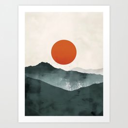 Sun and hills Art Print
