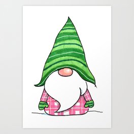 christmas gnome Art Print