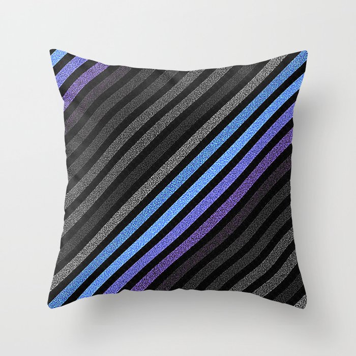 stripES Slate Gray Blue Periwinkle Pixels Throw Pillow