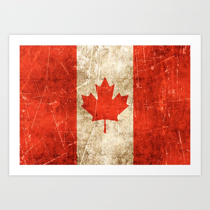 Vintage Aged And Scratched Canadian Flag Art Print By Jeffbartels