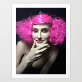 Charlotte Art Print | Mannequin, Kitsch, Vintagemannequin, Photo, Pinkhair, Creepymannequin, Weird, Smilingmannequin, Sneakygirl, Prettygirl 