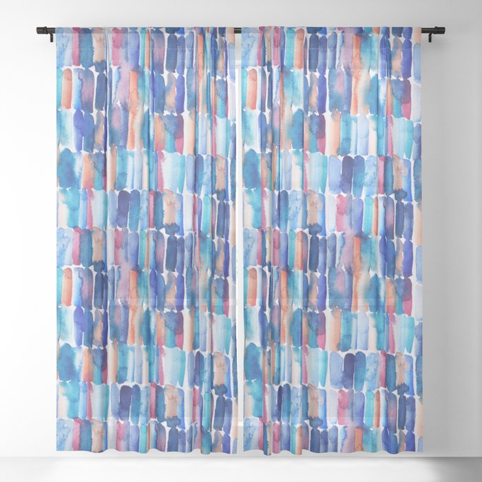 Abstract Watercolour Pattern - Ultramarine Sheer Curtain