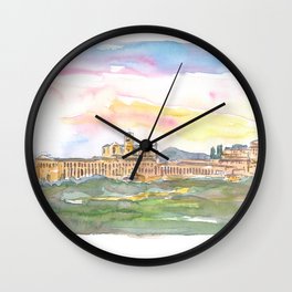 Assisi Skyline Italian Town at Sunset Wall Clock