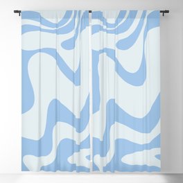 Retro Liquid Swirl Abstract Pattern 3 in Powder Blue Blackout Curtain