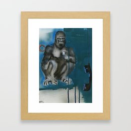 Gorilla Phone Framed Art Print