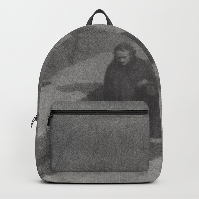 Edgar Allan Poe Walking the Bronx's High Bridge black and white lithograph  Backpack