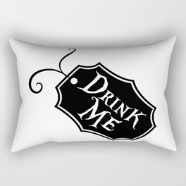 "Drink Me" Alice in Wonderland styled Bottle Tag Design in Black & White Rectangular Pillow