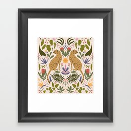 Modern colorful folk style cheetah print  Framed Art Print