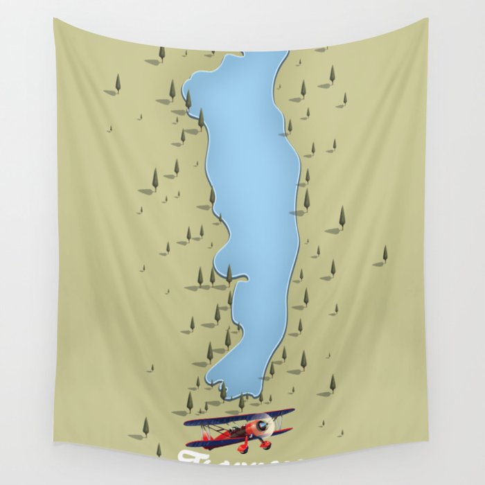 Traunsee Austrian lake map Wall Tapestry