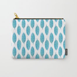 Peacock Blue Leaf Pattern Carry-All Pouch